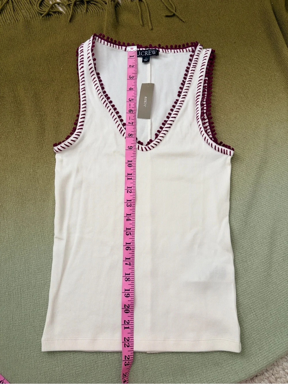 J Crew Perfect rib V-neck tank top with hand-stitched trim